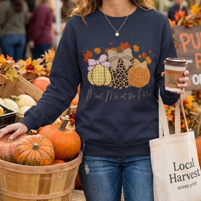 Meet Me at the Patch Fall Cute Leopard print  Sweatshirt (Creator Uploaded)