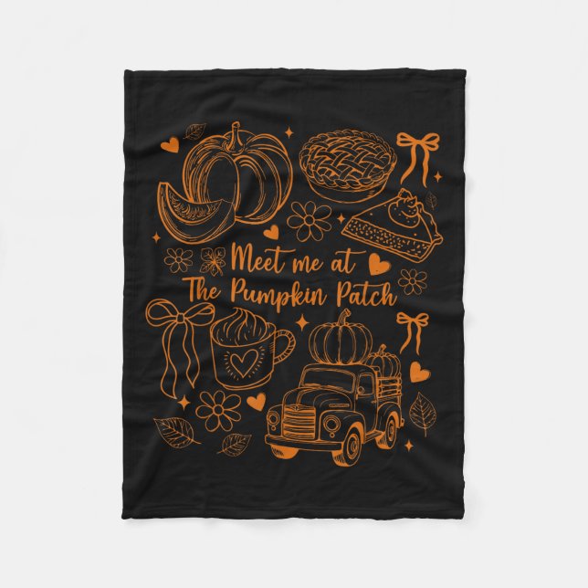 Meet Me At The Pumpkin Patch Coquette Bow Truck Fa Fleece Blanket (Front)