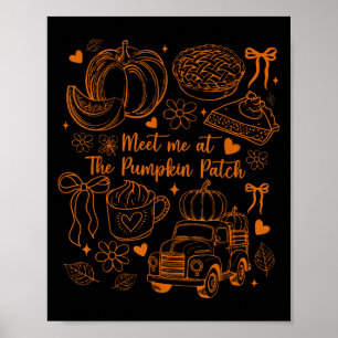Meet Me At The Pumpkin Patch Coquette Bow Truck Fa Poster