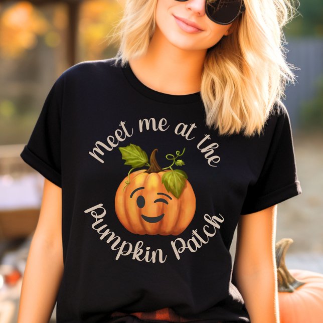 Meet Me At The Pumpkin Patch Winking Pumpkin T-Shirt (Meet Me At The Pumpkin Patch Winking Pumpkin Fun and Trendy Autumn/ Fall T-Shirt)