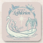 Meet me in LOTHLORIEN™ - Swan Boat Coaster<br><div class="desc">Drift into the timeless beauty of Middle-earth™ with this enchanting Lord of the Rings™ design inspired by Lothlórien™. Featuring an elegant Elven swan boat gliding across tranquil waters beneath a radiant star, the artwork captures the serenity and starlit magic of the Golden Wood. Framed by delicate leaves and graceful linework,...</div>