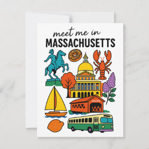 Meet Me In Massachusetts Boston Lobster Cranberry Postcard