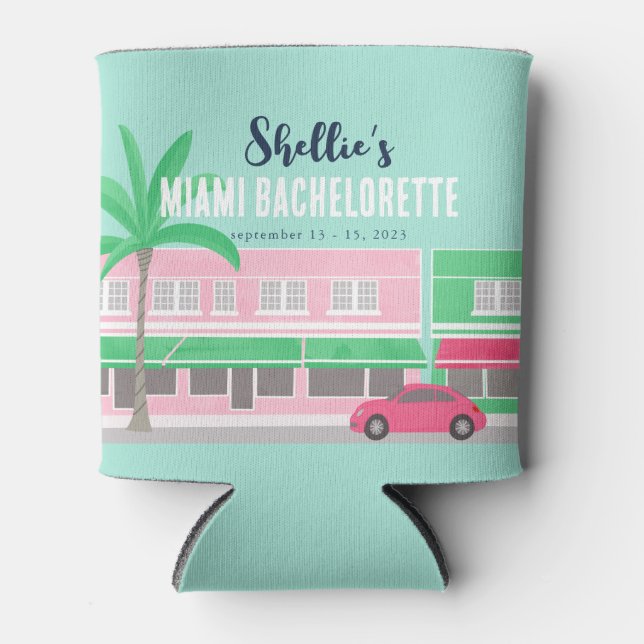 Meet Me in Miami Bachelorette Can Cooler (Front)