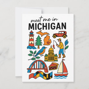 Meet Me In Michigan Lighthouse Cherry Pie Car Postcard