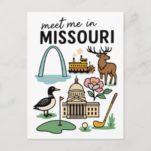 Meet Me In Missouri St. Louis Kansas City Riverboa Postcard