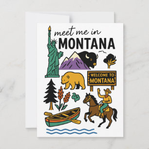 Meet Me In Montana Wildlife & Cowboy State Travel Postcard