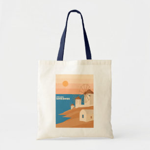Meet Me in Mykonos: Minimalist Greek Windmills Tote Bag