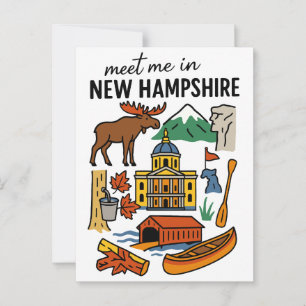 Meet Me In New Hampshire Mountains Maple Icons Postcard
