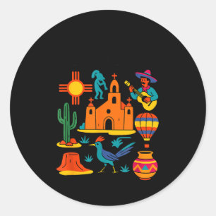 Meet Me In New Mexico - Cute Us State Travel Retro Classic Round Sticker