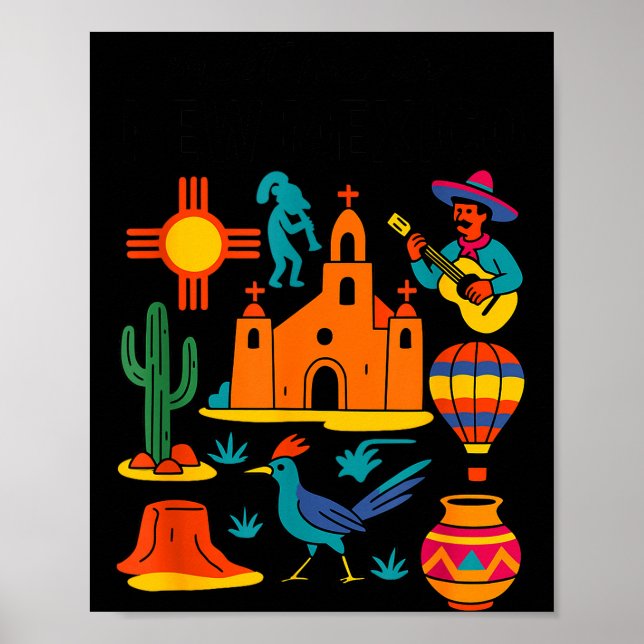 Meet Me In New Mexico - Cute Us State Travel Retro Poster (Front)