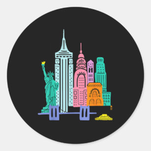 Meet Me In New York - Cute Us State Travel Retro D Classic Round Sticker