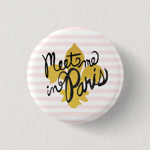 Meet Me in Paris Black and Gold 3 Cm Round Badge