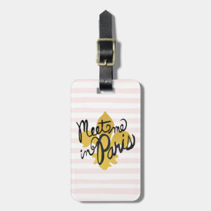 Meet Me in Paris Black and Gold Luggage Tag