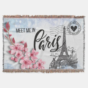 Meet Me in Paris Fringed Throw Blanket