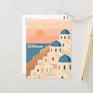 Meet Me in Santorini: Minimalist Greek Churches Postcard