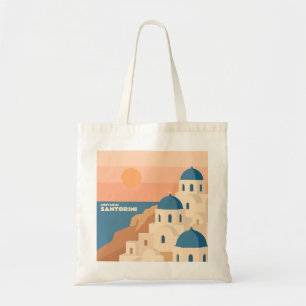 Meet Me in Santorini: Minimalist Greek Churches Tote Bag