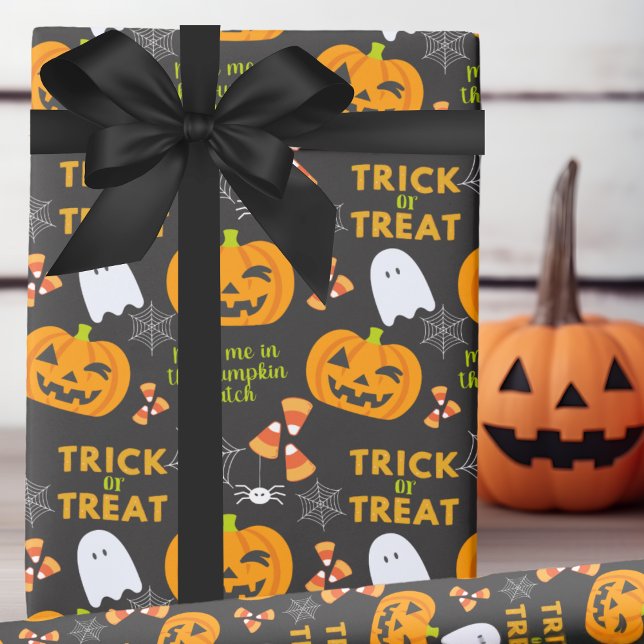 Meet Me In The Pumpkin Patch Fun Halloween Wrapping Paper (Meet Me In The Pumpkin Patch Fun Halloween Wrapping Paper)