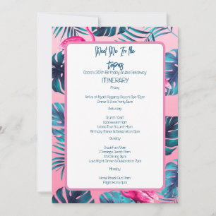 Meet Me In the Tropics Birthday Trip Itinerary Invitation