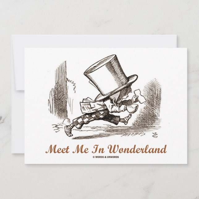 Meet Me In Wonderland (Mad Hatter Running) Invitation (Front)
