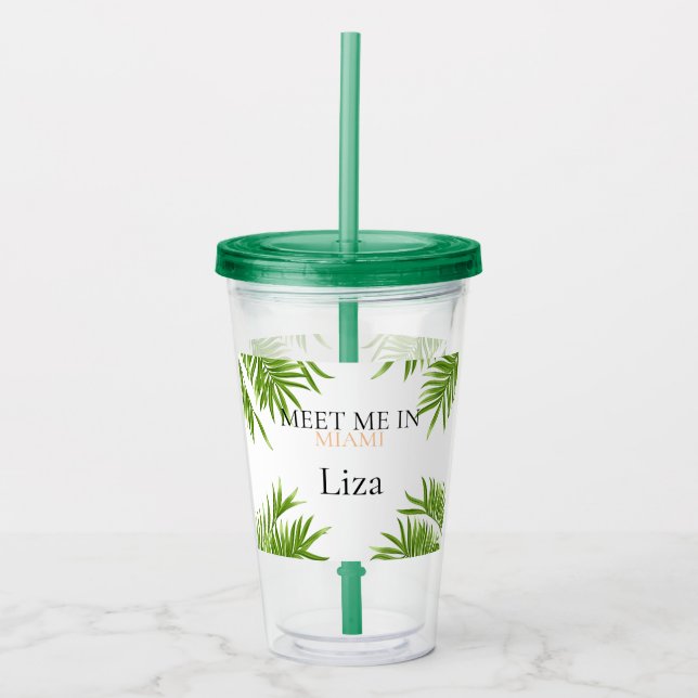 Meet Me Miami Bachelorette Party Acrylic Tumbler (Front)