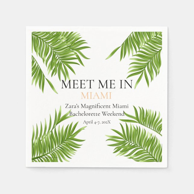 Meet Me Miami Bachelorette Party Vacay Favour Napkin (Front)