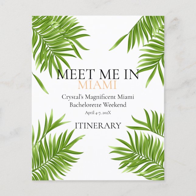 Meet Me Miami Bachelorette Party Vacay Itinerary (Front)