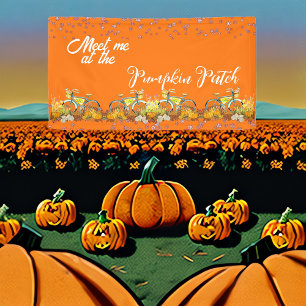 Meet Me Pumpkin Patch Fall Colour Bicycle Farmhous Banner