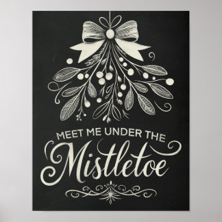 Meet Me Under the Mistletoe Christmas Chalkboard Poster