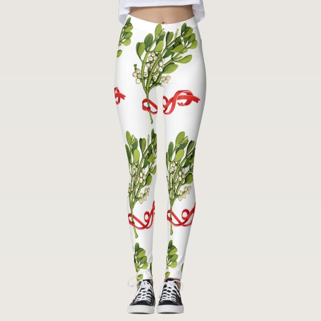 MEET ME UNDER THE MISTLETOE CHRISTMAS LEGGINGS (Front)