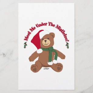 Meet Me Under The Mistletoe! Christmas Teddy Bear Stationery