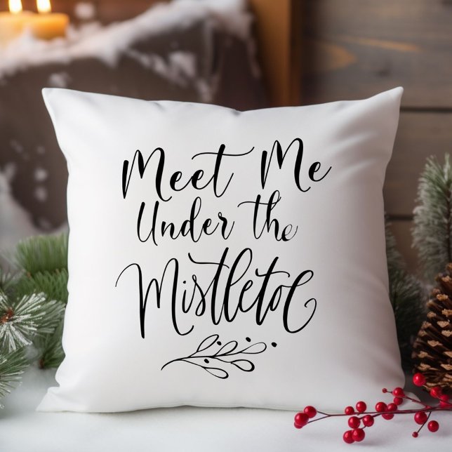 MEET ME UNDER THE MISTLETOE CHRISTMAS white Cushion (Creator Uploaded)