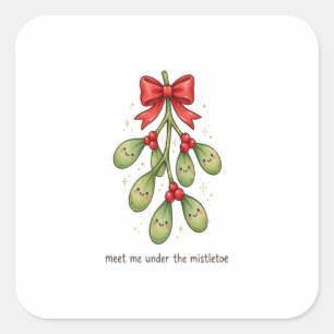 Meet Me Under the Mistletoe Kawaii Sticker