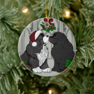 Meet me under the mistletoe Newfoundland Ceramic Tree Decoration