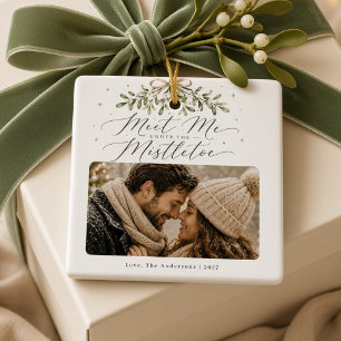 Meet Me Under the Mistletoe Personalised Couple Ceramic Ornament