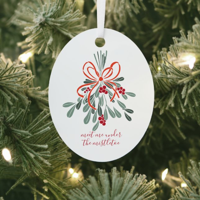 Meet Me Under the Mistletoe Photo Metal Tree Decoration (Insitu)