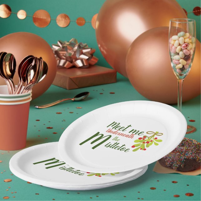Meet Me Underneath The Mistletoe Paper Plate (Multi)