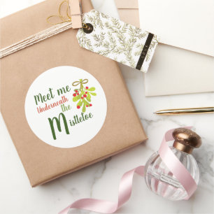 Meet Me Underneath The Mistletoe Round Sticker