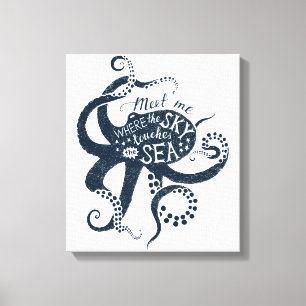 "Meet Me Where The Sky Touches The Sea" Octopus Canvas Print