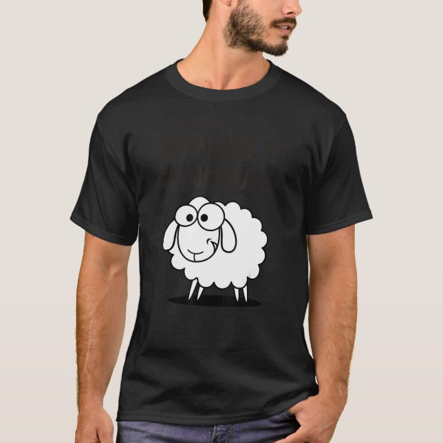 Meet My Spirit Animal Squinty Sheep Black Fun T-Shirt (Front)