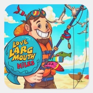  Meet Niles the Fishing Enthusiast! Square Sticker