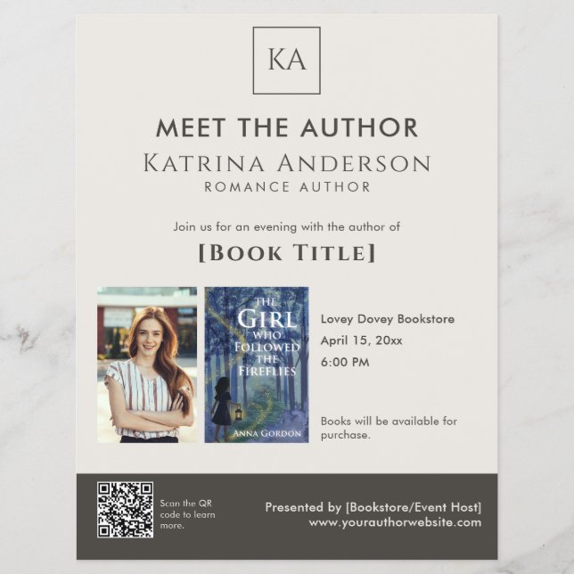 Meet the Author Event Custom Book Signing QR Code Flyer (Front)