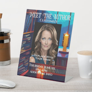 Meet The Author Library Background Pedestal Sign