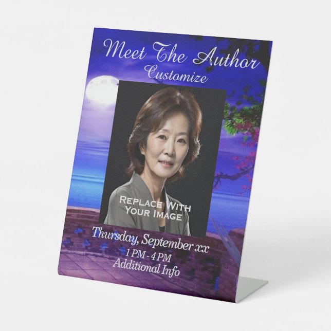 Meet The Author Moonlight Water Pedestal Sign (Front)