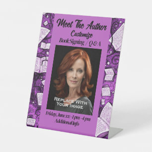 Meet The Author Pink Books Pedestal Sign
