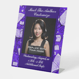 Meet The Author Purple Books Pedestal Sign