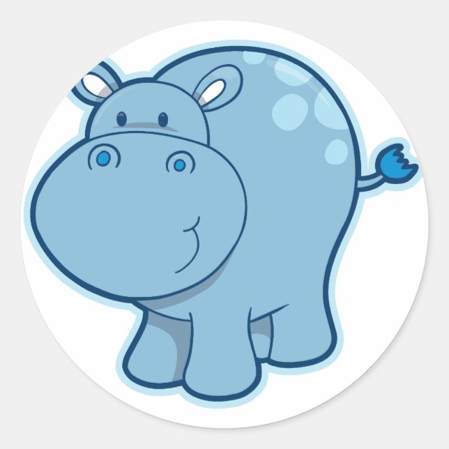Meet the Blue Hippo! Classic Round Sticker (Front)