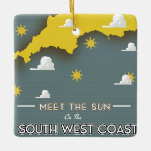 Meet the sun of the east coast vintage rail poster ceramic ornament