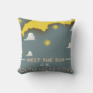 Meet the sun of the east coast vintage rail poster cushion