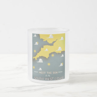 Meet the sun of the east coast vintage rail poster frosted glass coffee mug