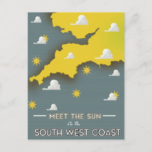 Meet the sun of the east coast vintage rail poster postcard